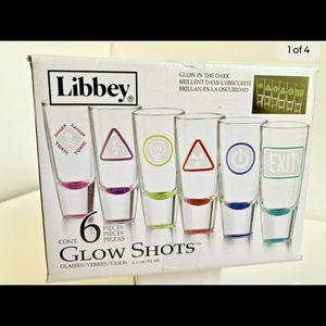 Libbey Six Glow In Dark Shot Glasses 2 Oz Heavy Bottom Party Bar novelty